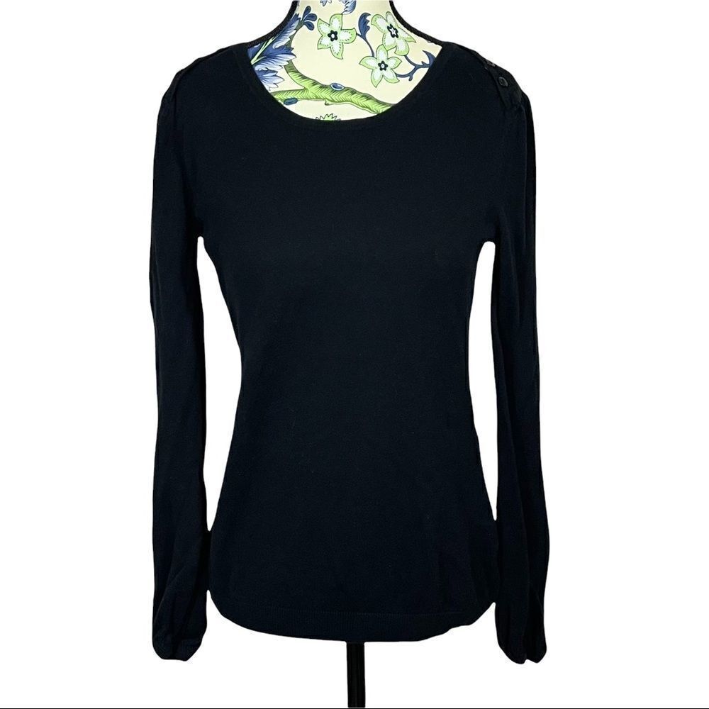 Buffalo Black Long Sleeved Sweater with 3 Button Detail on Shoulders Size M